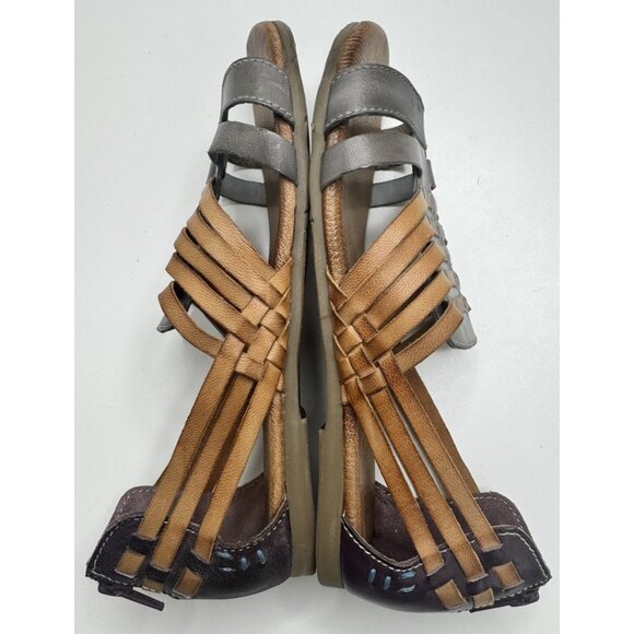 Roan By Bed-Stu Clarise Leather Woven Multi Color Sandals Size 7.5 - Picture 5 of 14